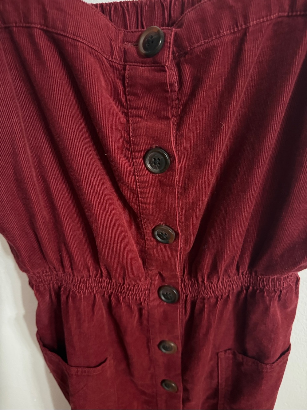 Urban Outfitters Cordelia Corduroy Small Burgundy Button Front Dress - Picture 5 of 6